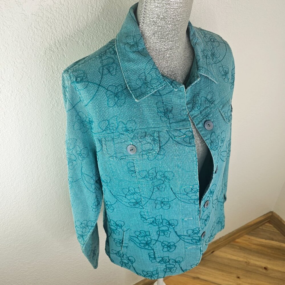 Barn Fly Turquoise Linen Jacket